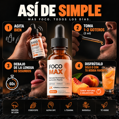 FOCO MAX® | Energía + Atención + Foco en 15´ · 30 ml