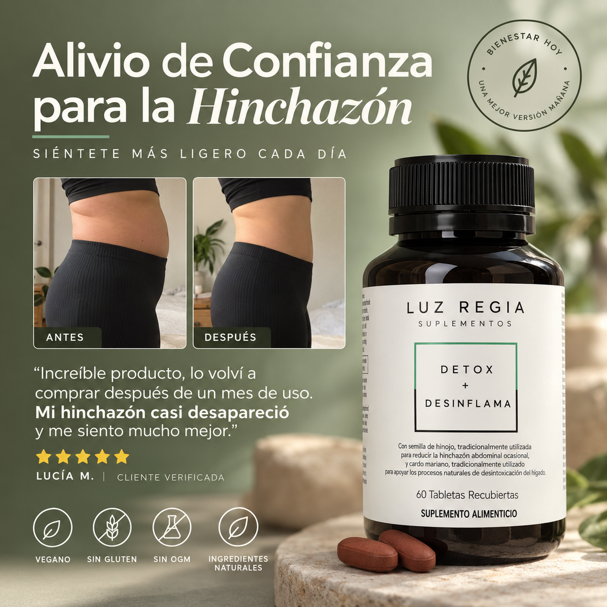 Detox + Desinflama — Agiliza el Sistema Linfático · 60 tabletas (1 mes)