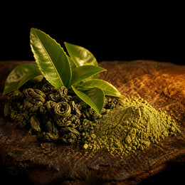 Hojas de té verde y L-teanina
